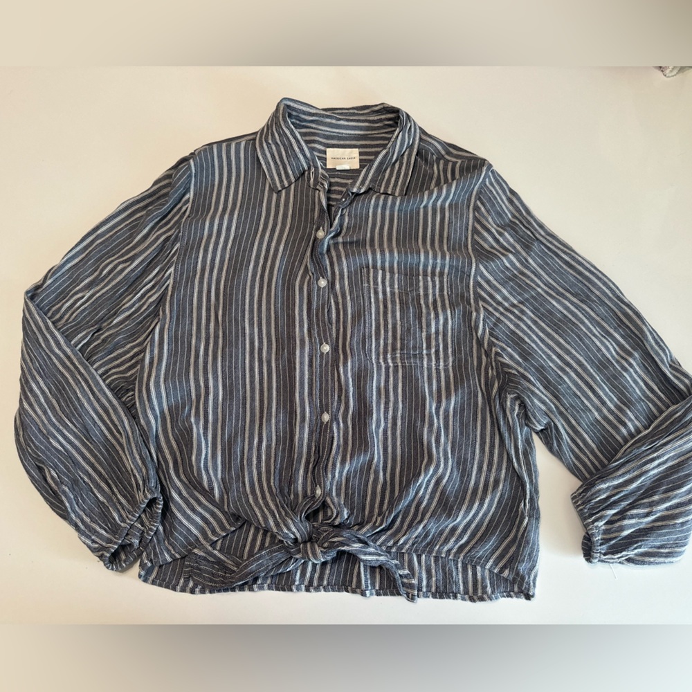 American Eagle Outfitters Blue and White Striped Top